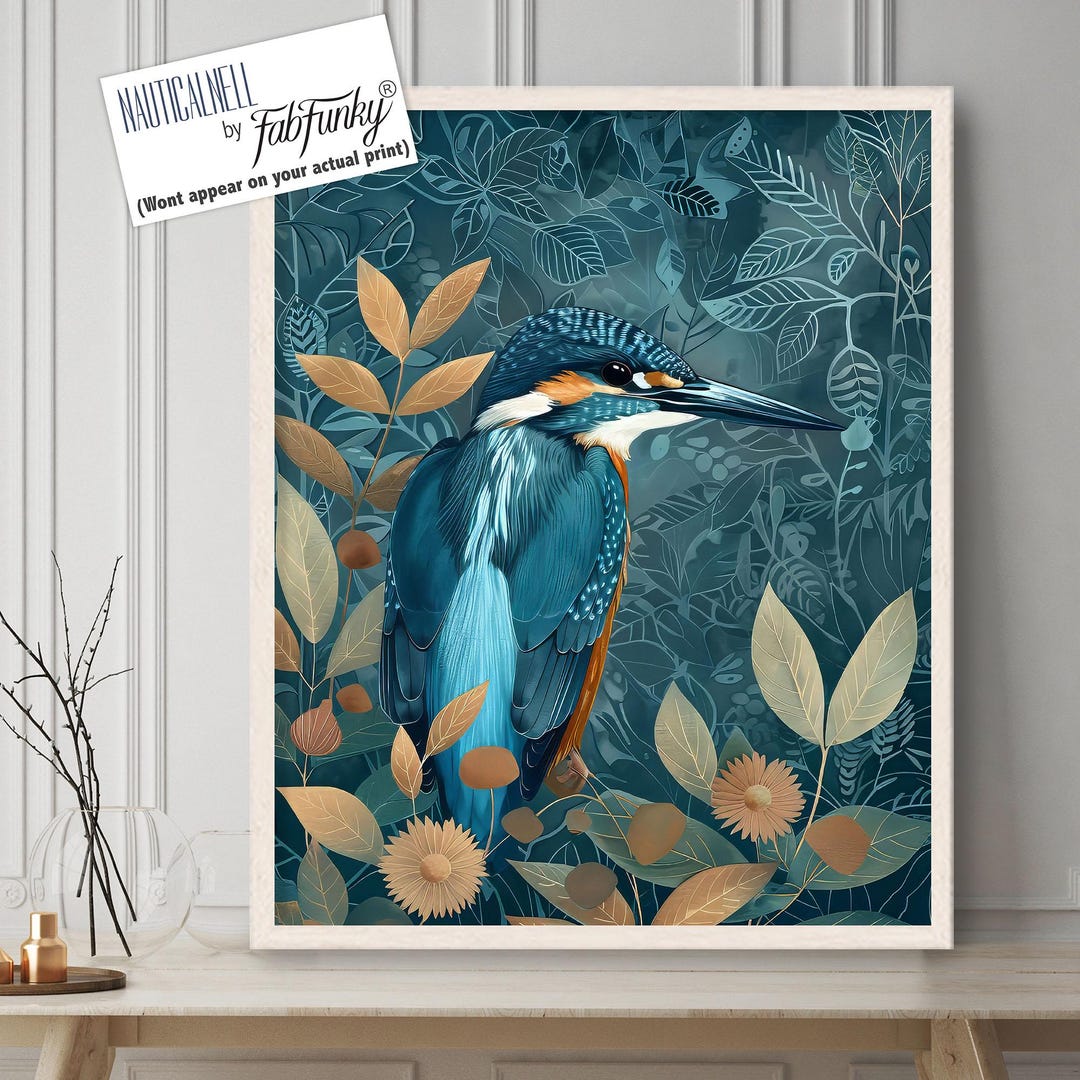 Kingfisher Art Print, Kingfisher Wall Art, Large Vintage Wall Art ...