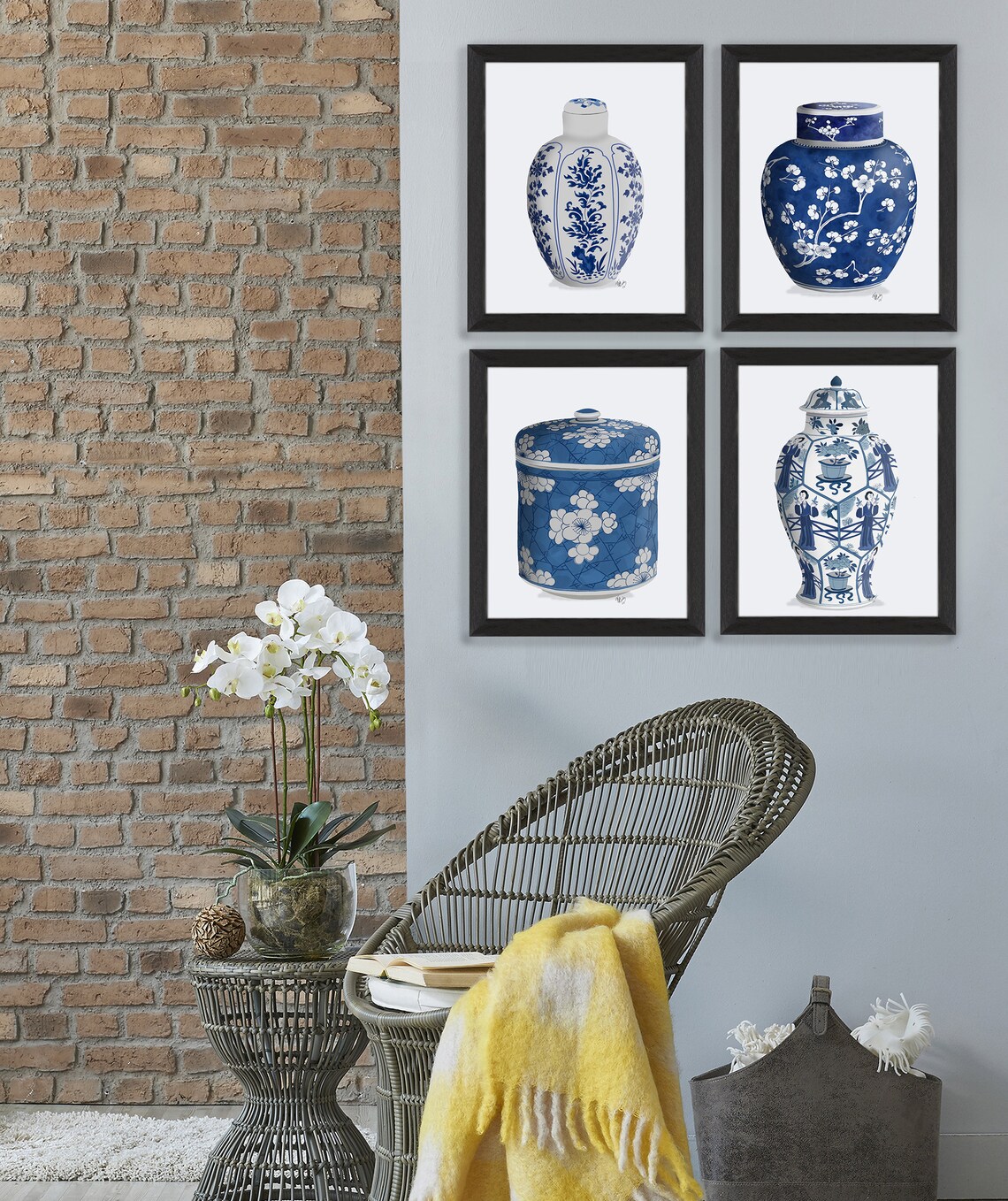 Blue and White China Oriental Wall Art Chinoiserie Vase - Etsy