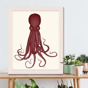 Octopus wall decor - Red Octopus Print 8- Octopus illustration Octopus print Octopus art Beach Decor Kitchen print New home gift Beach Art