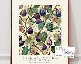 William Morris Style Floral print, Fig Tree Pattern, Large vintage wall art, nature Illustration, Art Nouveau Home, Peaceful Woodland Decor