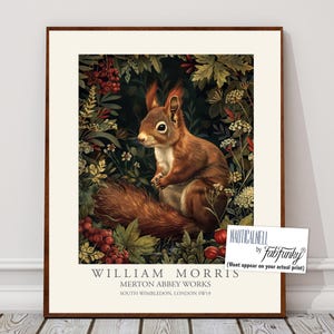 William Morris Style Red Squirrel Botanical Art Print