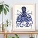 Octopus Print - Blue Octopus Print 3 Nautical Home Decor Octopus wall art Octopus poster Bathroom decor Bathroom wall art Beach House Decor