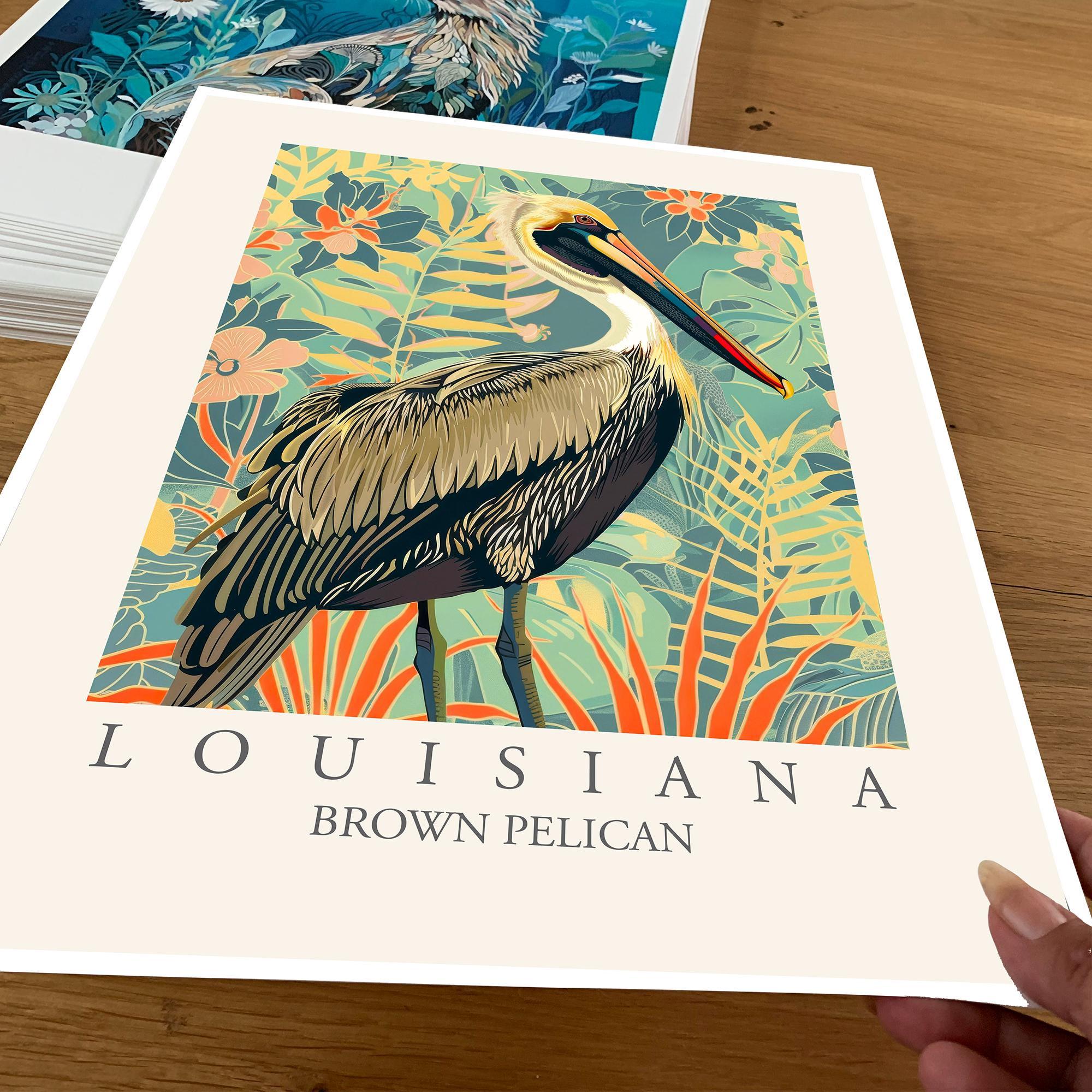 Brown Pelican Art Print, Louisiana State Bird, William Morris