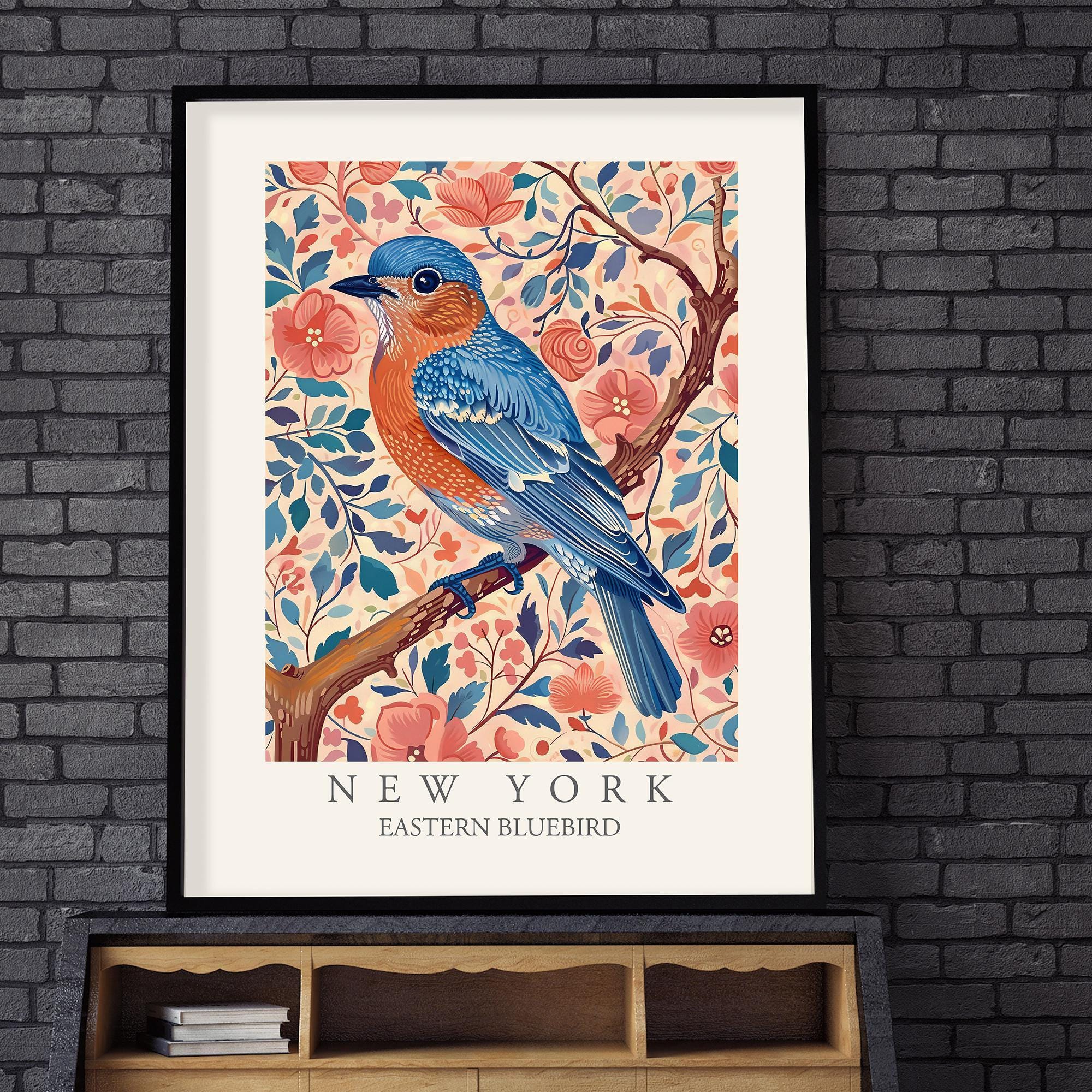 Eastern Bluebird New York State Bird Art Print US, William Morris