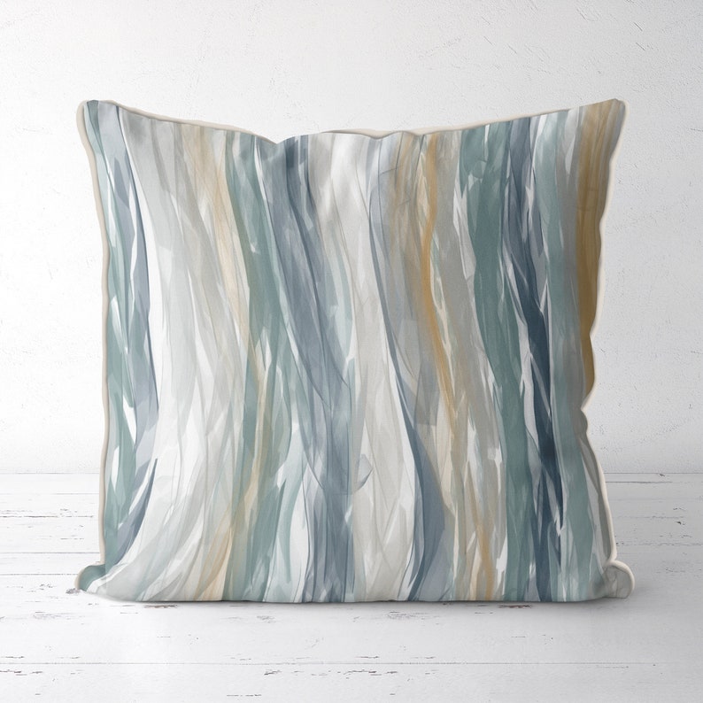 Green and Blue Coastal Pillow Coastal Decor Abstract Pillow Etsy