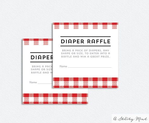 bbq diaper raffle ticket printable red checkered diaper etsy diaper raffle tickets printable