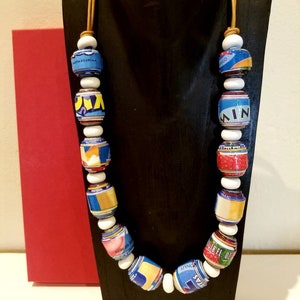 Large Artistic paper beads necklace. Paletas popsicles