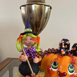 Spooky Halloween Witch, Handmade Figurine For Fall Centerpiece , Unigue Halloween Gift, Festive Table Decoration