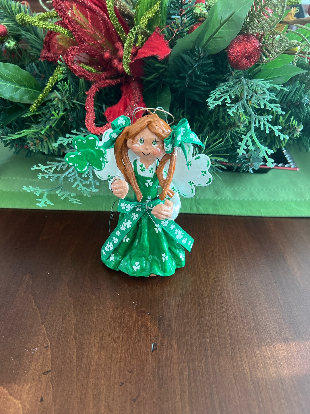 St.patrick's Day Angel Figurine: March Birthday Decor Ornament - Etsy