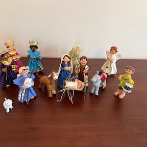 Handmade Christmas Creche Set: Sculpted Nativity Figurines