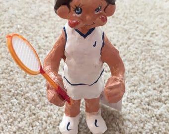 Girl Tennis Player Christmas Ornament And Cake Topper