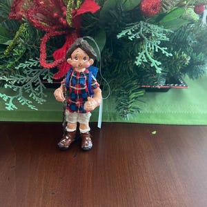Female Hiker Christmas Ornament, trekker figurine, trail enthusiast cake topper, camping gift, outdoor fanatic, handmade fabric mache OOAK