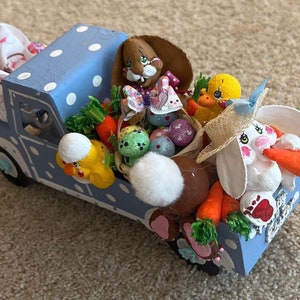 Handcrafted Easter Farm Truck: Bunny, Chick & Egg Spring Decor