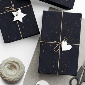 Blue Midnight Sky Wrapping Paper | Starry | Stars and Moon | Astrology | Birthday Gift | Wedding Gift | Baby Shower