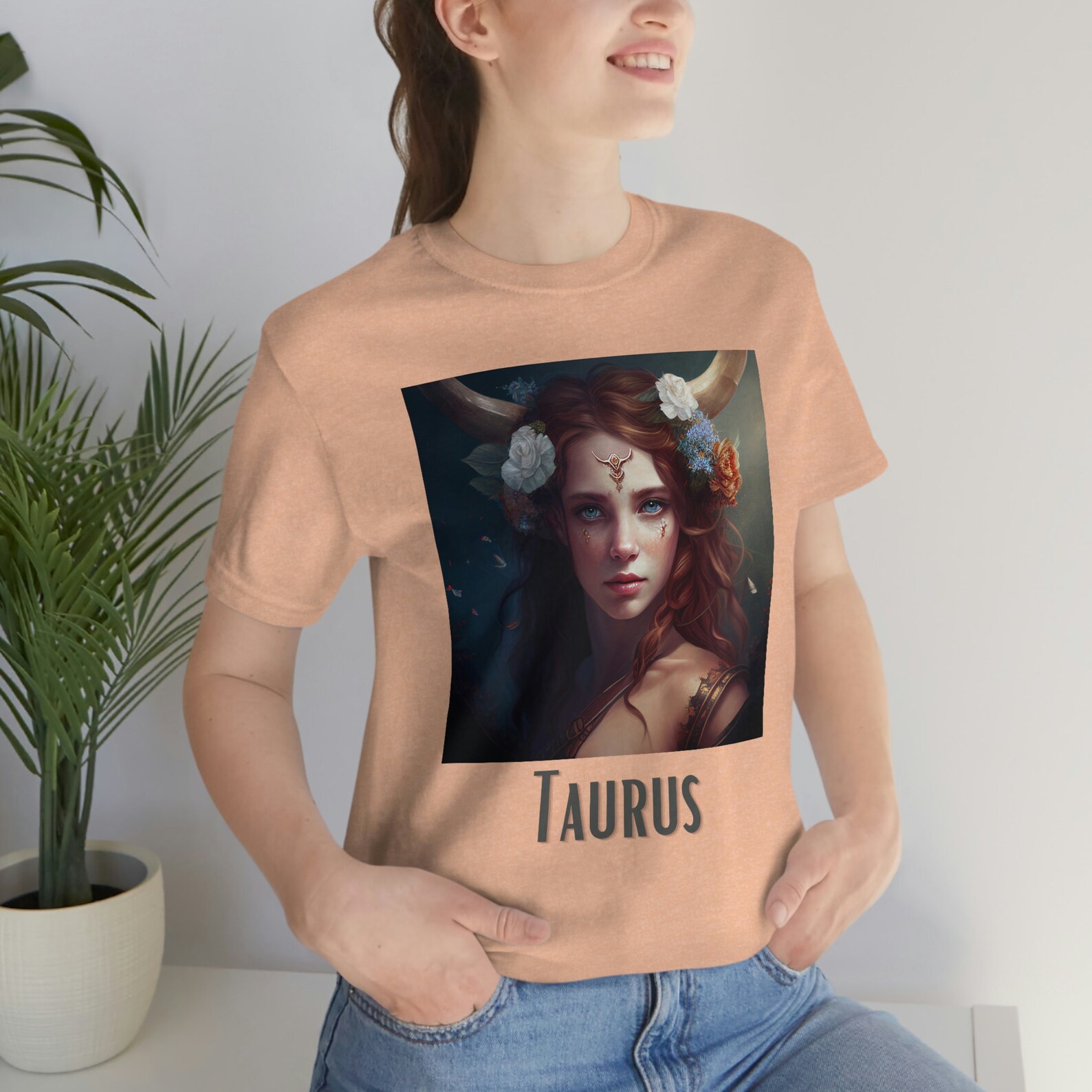 Taurus T Shirt Zodiac Short Sleeve Round Neck Black Cotton T-Shirt for Women main image 1