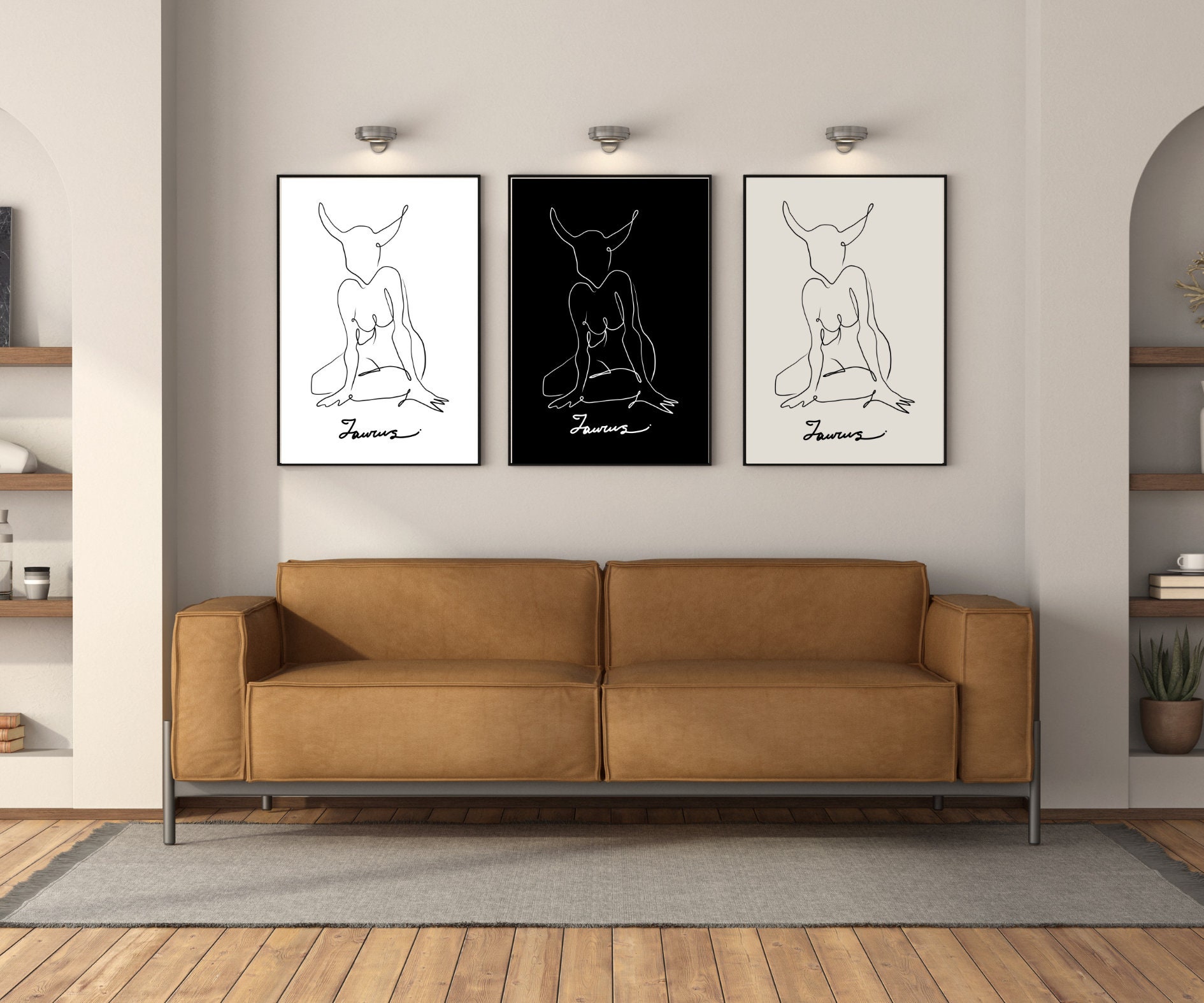 Taurus Line Work Taurus Line Art, Zodiac Woman Silhouette, Astrology Decor, Elegant Wall ...