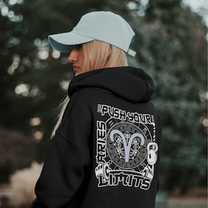 Aries Hoodie, Aries Zodiac Hooded Sweatshirt, Aries Graphic Sweatshirt, Astrology Sweatshirt, Workout Hoodie, Zip-up Gym Hoodie