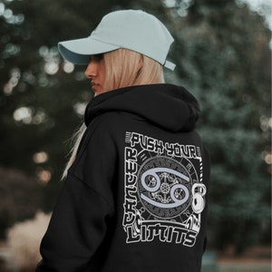 Cancer Hoodie, Cancer Zodiac Hooded Sweatshirt, Cancer Graphic Sweatshirt, Astrology Sweatshirt, Workout Hoodie, Zip-up Gym Hoodie