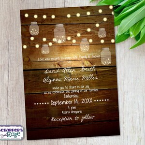 Invitation de mariage 5 « x7 » Grain de bois avec lanternes | Invitation de mariage avec RSVP | carte d’invitation | carte de mariage | | imprimable Imprimer à la maison