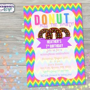 Geburtstagseinladung 5"x7" Donut Party | Kinder Einladung | Donut Party | Geburtstag druckbar | Druck zu Hause | Party Einladung | Geburtstagsparty