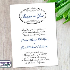 Invitación de boda 5 "x7" Grandes nombres simples / Invitación de boda con RSVP / Tarjeta de invitación / Juegos de tarjetas de boda / Imprimible / Imprimir en casa