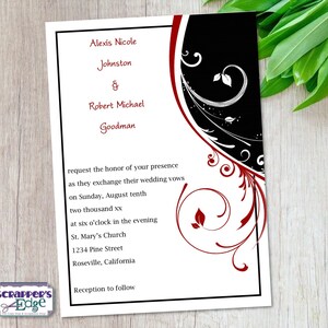 Invitación de boda 5 "x7" Elegante Flouish / Invitación de boda con RSVP / Tarjeta de invitación / Juegos de tarjetas de boda / Imprimible / Imprimir en casa