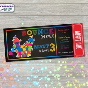 Geburtstagseinladung 4"x9,25" Bounce on Over | Kinder Einladung | Party | Geburtstag druckbar | Druck zu Hause | Party Einladung | Geburtstagsfeier |