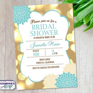 Braut Shower Einladung 5x7 Funkeln und Glitzer | Liebe | Hochzeit | Braut | Feiern | Florale | Einladungskarte | Druckbare | Druck zu Hause