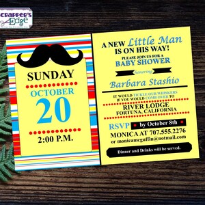 Baby Shower Uitnodiging 7 "x5" Mustache Little Man | Uitnodiging | Douche | Baby Douche Print | Thuis printen | Baby Jongen | Douche Uitnodigen | Baby