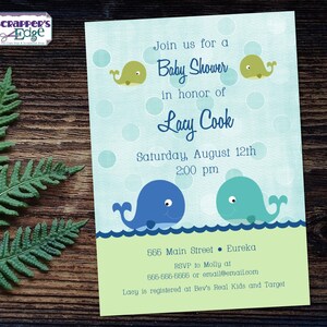 Baby Shower Uitnodiging 5 "x7" Walvissen | Leuke uitnodiging | Douche | Babyshower Printable | Thuis printen | Vier | Douche Uitnodigen | Baby
