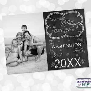 Urlaubsfotokarte 7"x5" Chalkboard Foto | Urlaubsgrußkarte | Feiertage | Druck zu Hause | JahreszeitenGrüße | Druckbare Weihnachtskarten