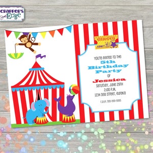 Geburtstagseinladung 7"x5" Zirkuszelt | Kinder Einladung | Party | Geburtstag druckbar | Druck zu Hause | Party Einladung | Geburtstagsfeier |