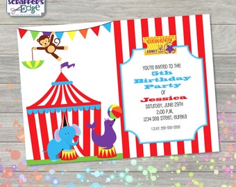 Birthday Invitation 7"x5" Circus Tent | Kids Invitation | Party | Birthday Printable | Print at Home | Party Invite | Birthday Party |