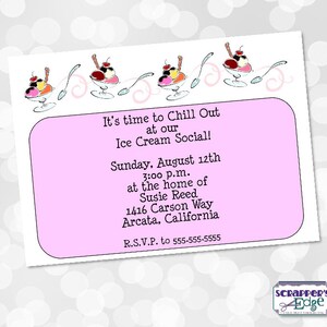 Ice Cream Social Invitation 10,5 x 5,5" Eis, Eis, Eisbecher, Oder Zapfen | Eiscreme Social | Eiscreme | Party | Feier | Ankündigung |
