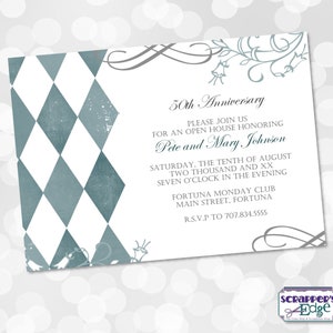 Jubiläumseinladung 7"x5" Schlichte Eleganz | Anniversay | Liebe | Feier | Klassische | Einladungskarte | Druckbare | Druck zu Hause