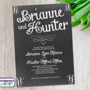 Invitación de boda 5 "x7" Pizarra / Invitación de boda con RSVP / Tarjeta de invitación / Juegos de tarjetas de boda / Imprimible / Imprimir en casa
