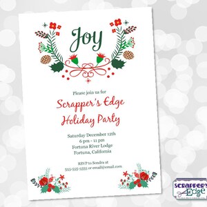 Invitación a la fiesta navideña 5 "x7" Vegetación navideña / Invitación navideña / Vacaciones / Imprimir en casa / Saludos de temporada / Tarjeta de Navidad imprimible
