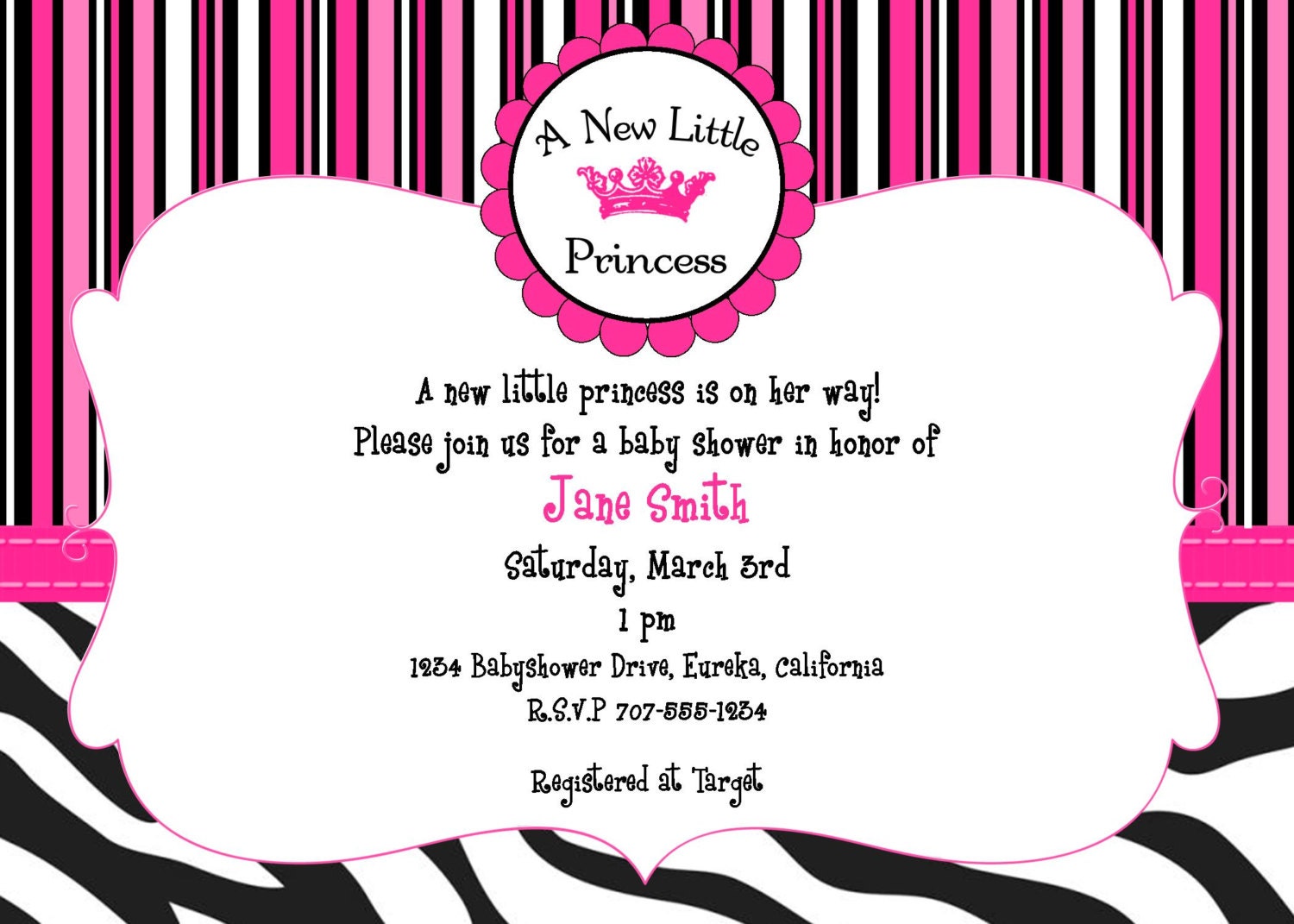 Princess Baby Shower Invitation 5x7 Custom Digital Etsy
