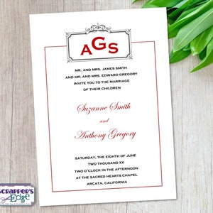 Hochzeitseinladung 5"x7" Schlichte Eleganz | Hochzeitseinladung mit RSVP | Einladungskarte | HochzeitskartenSets | Druckbare | Druck zu Hause
