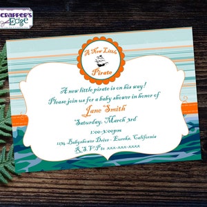 Baby Shower Uitnodiging 7 "x5" Pirate Baby | Uitnodiging | Douche | Babyshower Printable | Thuis printen | Vier | Douche Uitnodigen | Baby