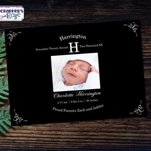 Anuncio de bebé 7 "x5" Foto simple / Invitación / Anuncio / Anuncio de bebé Imprimible / Imprimir en casa / Celebrar / Bebé aquí