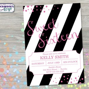 Invitación de cumpleaños 5"x7" Rayed Sweet Sixteen / Invitación / Fiesta / Cumpleaños Imprimible / Imprimir en casa / Invitación a la fiesta / Fiesta de cumpleaños /
