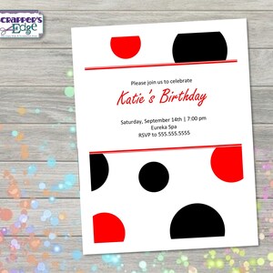 Invitation d’anniversaire 5 « x7 » Polka Dot | | d’invitation simple | de fête | imprimables pour adultes Imprimer à la maison | | d’invitation à la fête | de fête d’anniversaire