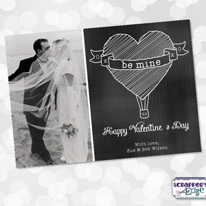 Valentijnskaart 7 "x5" Be Mine krijtbord met foto | Valentijnsdag | Liefde | Valentijnscadeau | Liefde | Thuis printen | Afdrukbare | Valentinus