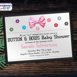 Baby Shower Einladung 7"x5" Knöpfe und Schleifen | Einladung | Dusche | Baby Shower Printable | Druck zu Hause | Feiern | Shower Invite |