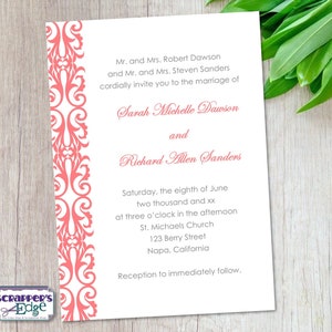 Invitación de boda 5"x7" Flouish simple y elegante / Invitación de boda con RSVP / Tarjeta de invitación / Juegos de tarjetas de boda / Imprimir en casa
