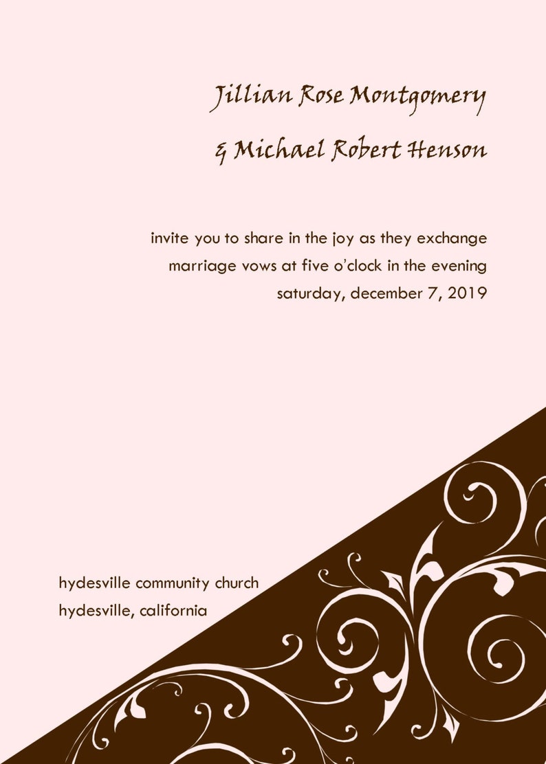Triangle In the Corner Wedding Invitation 5x7 Custom Digital Card /& RSVP Postcard