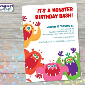 Geburtstagseinladung 5"x7" It es a Monster Basch | Kinder Einladung | Party | Geburtstag druckbar | Druck zu Hause | Party Einladung | Geburtstagsparty