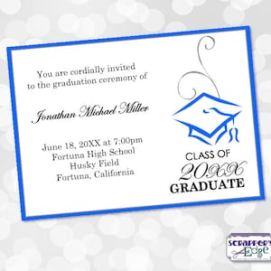 Invitación de Graduación 7"x5" Sombrero y Borla Graduado / Tarjeta de Graduación / Senior / Tarjeta Imprimible / Imprimir en Casa / Celebración / Graduado