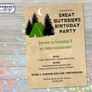 Invitación de cumpleaños 5"x7" al aire libre / Árboles / Invitación / Fiesta / Cumpleaños Imprimible / Imprimir en casa / Invitación a la fiesta / Fiesta de cumpleaños /